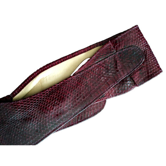 Accessories - 1970s Snake Cinch Waist Belt Dark Cherry Boho Genuine Snake Skin HANDMADE INDIA